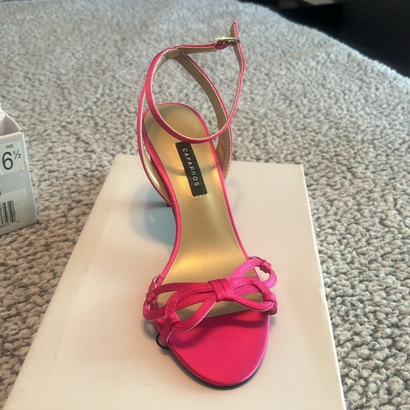 Caparros Fuchsia Satin Pink Strap Heels - Picture 2 of 4